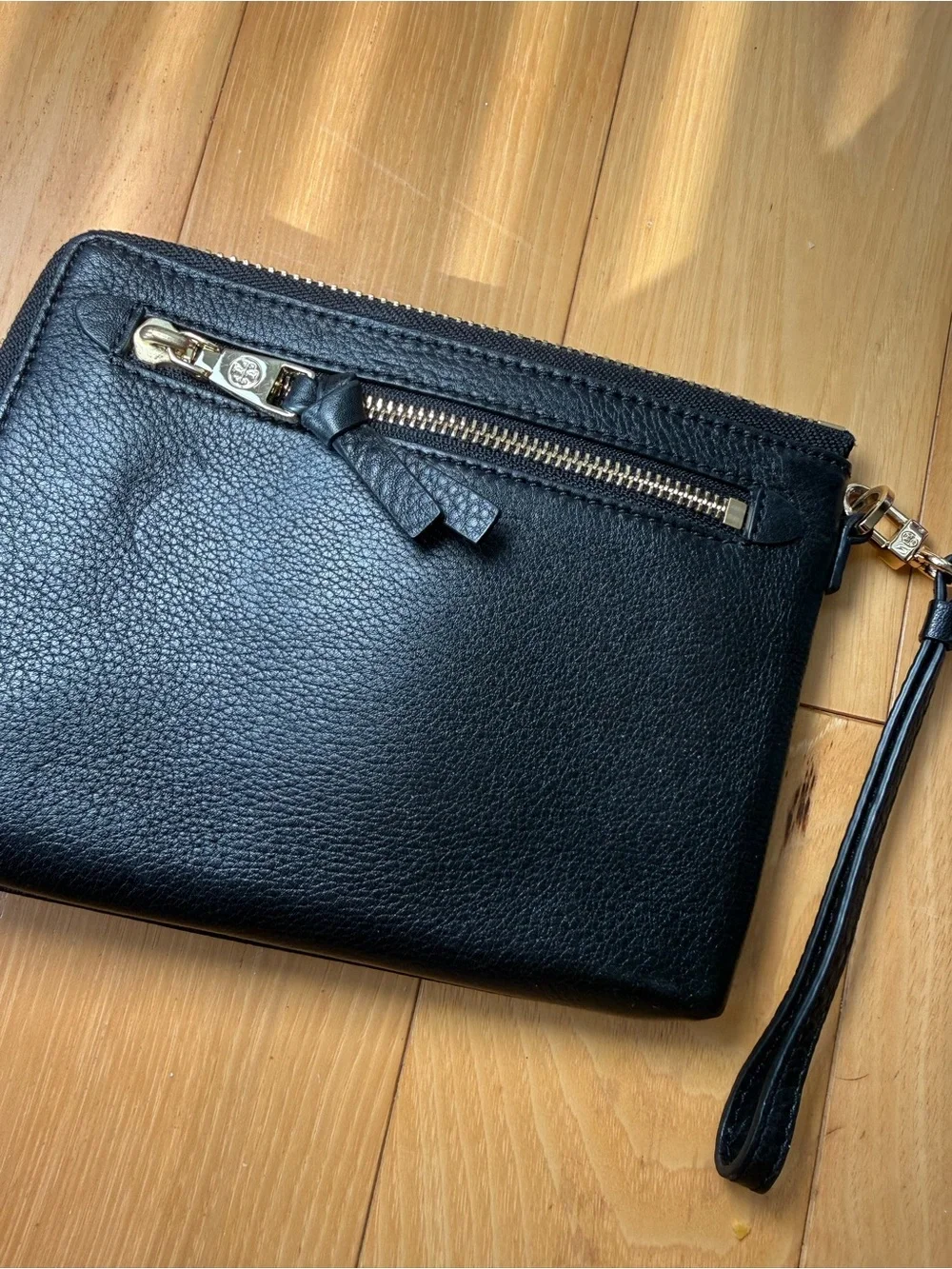 Tory Burch Black Pebbled Leather Wristlet
